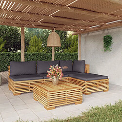 Maison Chic Salon de jardin 5 pcs + coussins - Mobilier/Meubles de jardin - Table et chaises d'extérieur Bois de teck solide -MN89466