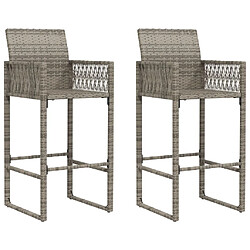 vidaXL Tabourets de bar de jardin lot de 2 gris résine tressée