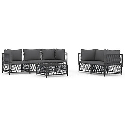 Maison Chic Salon de jardin 6 pcs avec coussins - Table et chaises d'extérieur - Mobilier/Meubles de jardin Moderne anthracite acier -MN54065