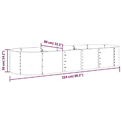 vidaXL Lit surélevé de jardin Acier enduit de poudre 224x80x36 cm Vert pas cher