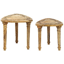 Beliani Lot de 2 tables d'appoint en bois de manguier clair SAORA