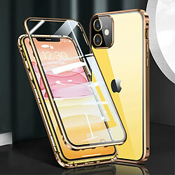 Coque en cadre métallique cadre d'installation magnétique lentille de caméra complète double face or pour votre Apple iPhone 12 Mini