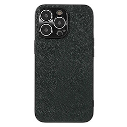 Coque en cuir véritable texture litchi, antichoc vert foncé pour votre iPhone 13 Pro 6.1 pouces