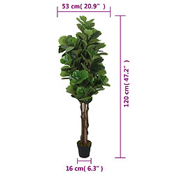 vidaXL Ficus lyrata artificiel 134 feuilles 120 cm vert pas cher