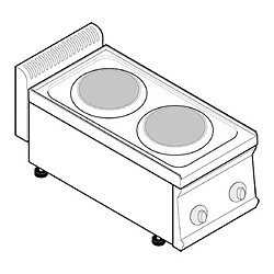 Réchaud Electrique Professionnel à poser - 2 plaques rondes - prof. 700 - Tecnoinox