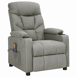 vidaXL Fauteuil de massage inclinable Gris clair Tissu