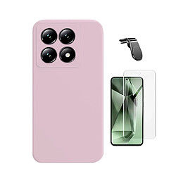 Kit De Film Hydrogel À Coque Complète Avant + Coque En Silicone Liquide + Support Magnétique L Phonecare Pour Xiaomi 14T Pro - Rose