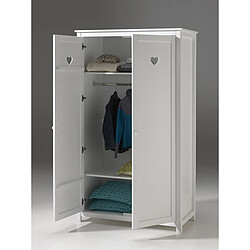 Mes Armoire 2 portes 110x57x190,5 cm en pin blanc - AMORENA