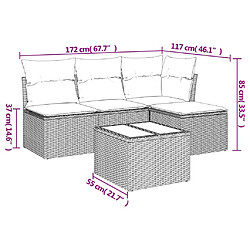 Avis vidaXL Salon de jardin avec coussins 5 pcs marron résine tressée