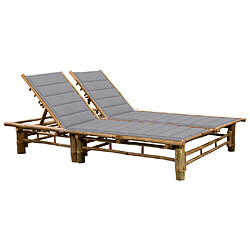 Maison Chic Chaise longue | Transat Bain de soleil pour 2 personnes avec coussins Bambou -GKD97685