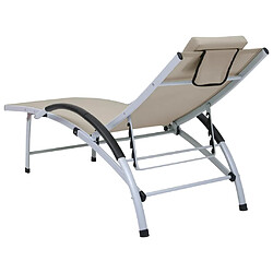 Acheter Helloshop26 Transat chaise longue bain de soleil lit de jardin terrasse meuble d'extérieur aluminium textilène crème 02_0012258