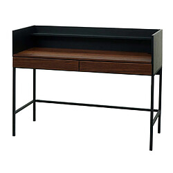 Mendler Bureau HWC-J79, table d'ordinateur de bureau, tiroir 120x50cm bois métal ~ aspect noyer