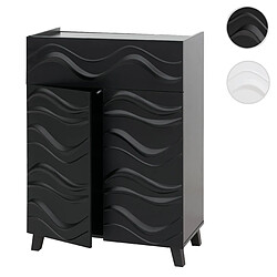 Mendler Commode HWC-N86, Armoire Sideboard Buffet, 3D-Wellen-Design Push-to-open Türen 107x76x36cm ~ noir