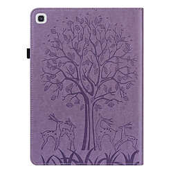 Etui en PU avec support et porte-cartes, motif arbre et cerf violet pour votre Samsung Galaxy Tab A7 10.4 (2020)