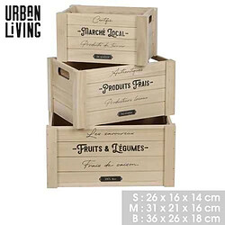 Urban Living Lot de 3 caisses rectangulaires en bois décoré - Beige