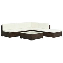 Maison Chic Salon de jardin 6 pcs + coussins - Mobilier/Meubles de jardin - Table et chaises d'extérieur Résine tressée Marron -MN65669