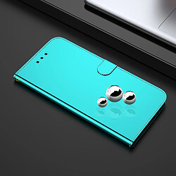 Etui en PU Surface semblable à un miroir avec support cyan pour votre Realme 8/8 Pro