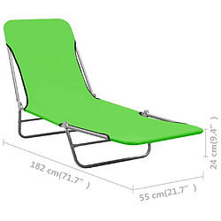 vidaXL Chaises longues pliables lot de 2 Acier et tissu Vert pas cher