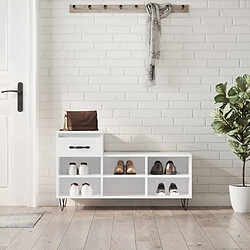 Maison Chic Armoire à chaussure,Meuble à Chaussures Blanc brillant 102x36x60 cm Bois ingénierie -MN62187