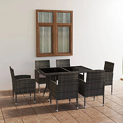 Maison Chic Jeu à dîner de jardin 7 pcs,Mobilier de salle à manger d'extérieur,Meuble à dîner Résine tressée Anthracite et gris -GKD317655