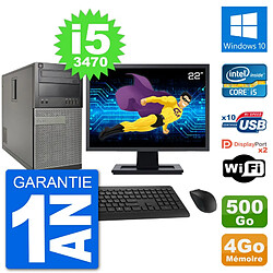 PC Tour Dell 7010 Ecran 22" Intel i5-3470 RAM 4Go Disque 500Go Windows 10 Wifi - Occasion