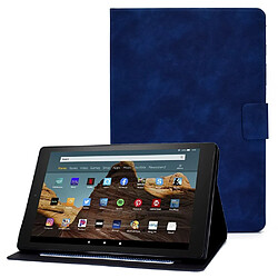 Etui en PU magnétique avec support et porte-carte pour votre Amazon Fire HD 10 (2015)/(2017)/(2019) - bleu