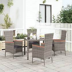 Maison Chic Lot de 4 Chaises de jardin,Fauteuil d'extérieur avec coussins Résine tressée Gris -MN46809