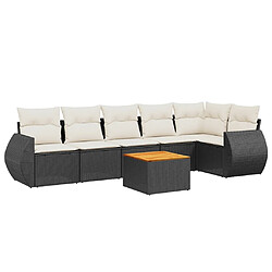 Maison Chic Salon de jardin 7 pcs avec coussins | Ensemble de Table et chaises | Mobilier d'Extérieur noir résine tressée -GKD71451