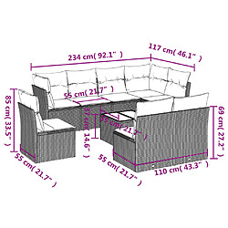 Avis Maison Chic Salon de jardin 9 pcs avec coussins | Ensemble de Table et chaises | Mobilier d'Extérieur noir résine tressée -GKD35329