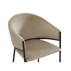 Lot de 2 chaises avec accoudoirs en velours et métal noir - Beige - ORDIDA de Pascal MORABITO pas cher