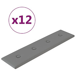 vidaXL Panneaux muraux 12 pcs Gris 60x15 cm Similicuir 1,08 m²