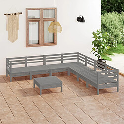 Maison Chic Salon de jardin 8 pcs - Table et chaises d'extérieur - Mobilier/Meubles de jardin Moderne Bois de pin massif Gris -MN61980