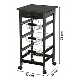 Acheter Urban Living Desserte à roulettes avec 1 tiroirs et 3 paniers - H. 76 cm - Noir