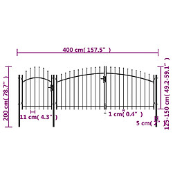 Acheter vidaXL Portail de jardin Acier 2 x 4 m Noir