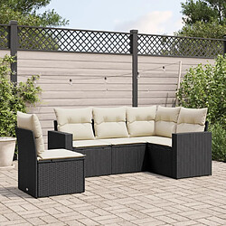 Maison Chic Salon de jardin 5 pcs avec coussins | Ensemble de Table et chaises | Mobilier d'Extérieur noir résine tressée -GKD43029