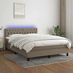 vidaXL Sommier à lattes de lit avec matelas LED Taupe 140x200 cm Tissu