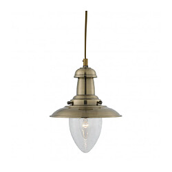 Searchlight Suspension 18 cm Fisherman, en laiton antique et verre