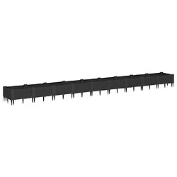 vidaXL Jardinière avec piquets noir 362,5x42,5x28,5 cm PP