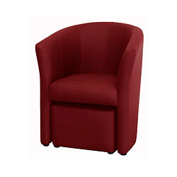 Avis But Fauteuil cabriolet et pouf CLAYTON PU rouge