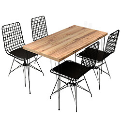 Concept Usine Ensemble repas table et chaises industriel bois et noir SQUARE