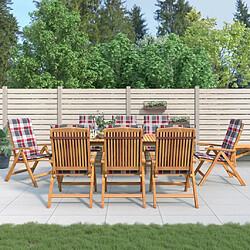 vidaXL Chaises de jardin inclinables et coussins lot de 8 teck solide