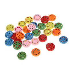 Acheter 30pcs boutons en bois décor de chaînes pour coudre artisanat Scrapbooking 15mm ronde