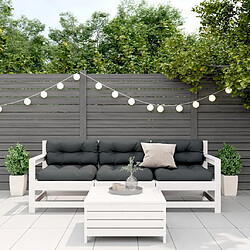 Avis Maison Chic Ensemble de 4 Tables et chaises d'extérieur avec coussins,Salon de jardin blanc bois de pin massif -GKD669163