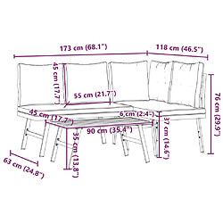 vidaXL Ensemble de bancs de jardin avec coussins 3 pcs noir pas cher