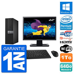 PC Dell 7040 SFF Ecran 22" Intel G4400 RAM 64Go Disque 1To HDMI Windows 10 Wifi - Occasion