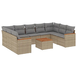 Maison Chic Salon de jardin avec coussins 10 pcs | Ensemble de Table et chaises | Mobilier d'Extérieur beige résine tressée -GKD33960