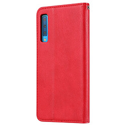 Avis Wewoo Housse Coque Étui en cuir à rabat horizontal avec texture pour peau Galaxy A7 2018 / A750avec cadre photo et supportlogements cartes et porte-cartes rouge