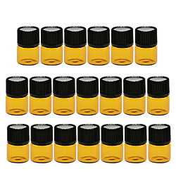 lots 20pcs bouteilles en verre clair dram flacons avec bouchon à vis noir marron 1ml