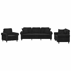 Maison Chic Ensemble de canapés 3 pcs avec coussins, Canapé droit Sofa pour Salon noir velours -GKD199424