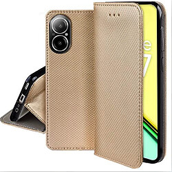 Htdmobiles Housse etui portefeuille avec coque interieure en silicone pour Realme C67 4G + verre trempe - OR MAGNET pas cher